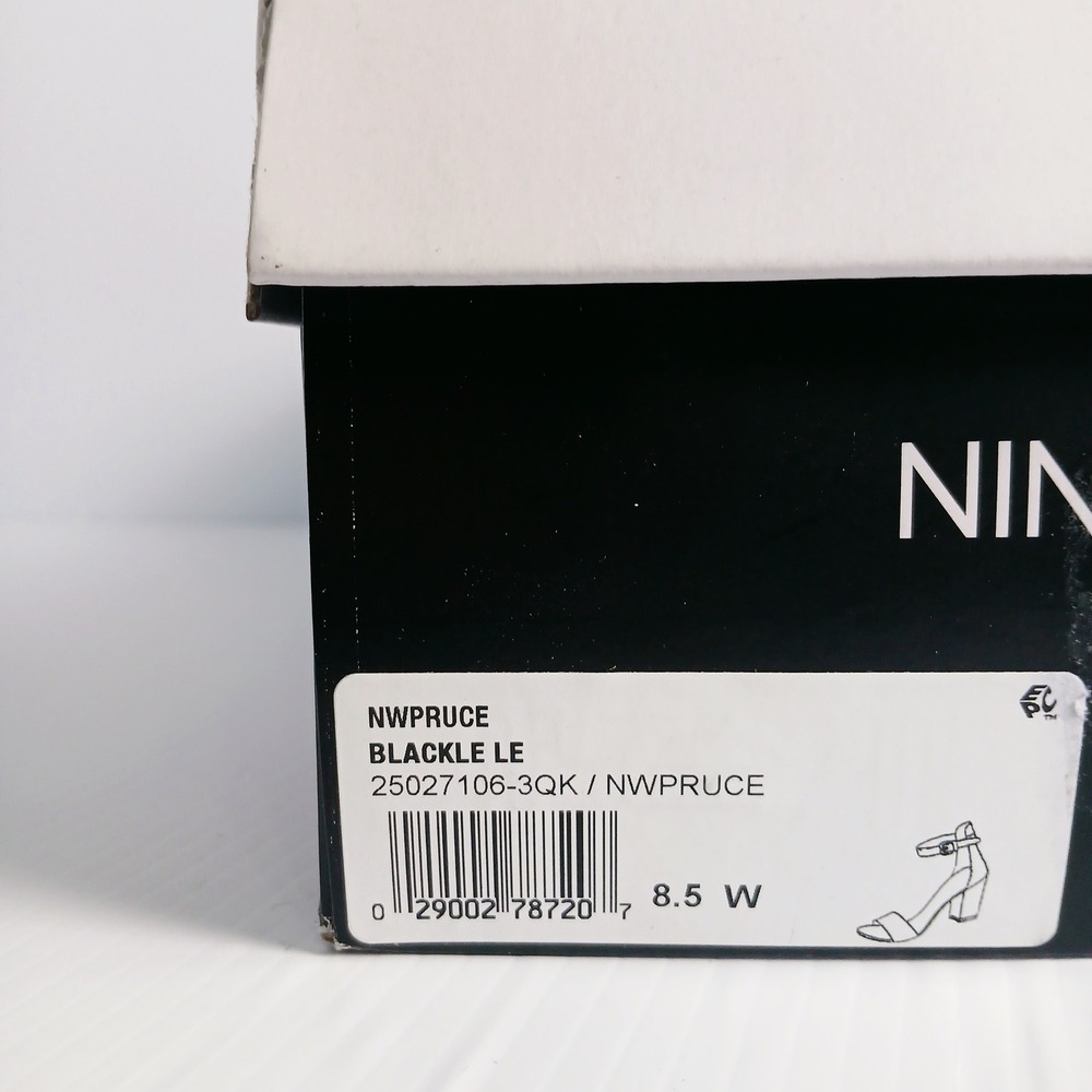 Nine West Womens Pruce Black Leather Block Heel Ankle Strap Sandals 8.5W - Picture 12 of 12